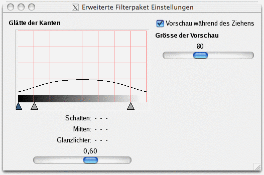 Erweiterte Eigenschaften für das Filter Filterpaket